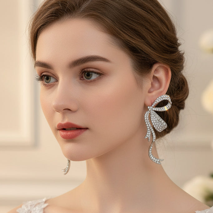 Ranking No. 8》SM-1030 ラインストーンハーフリボンピアス – Sunny