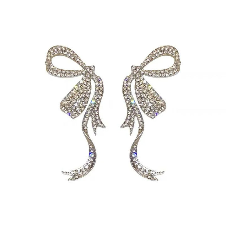 《Ranking No. 7》SM-1030 ラインストーンハーフリボンピアス