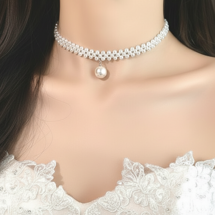 SM-378 ラインストーンパールチョーカー – Sunny Marriage
