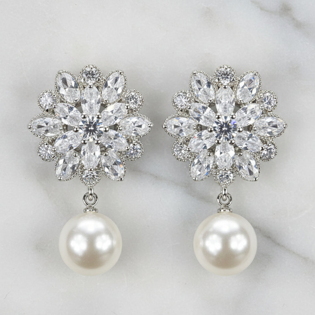 SM-2013 サンフラワービジューパールピアス