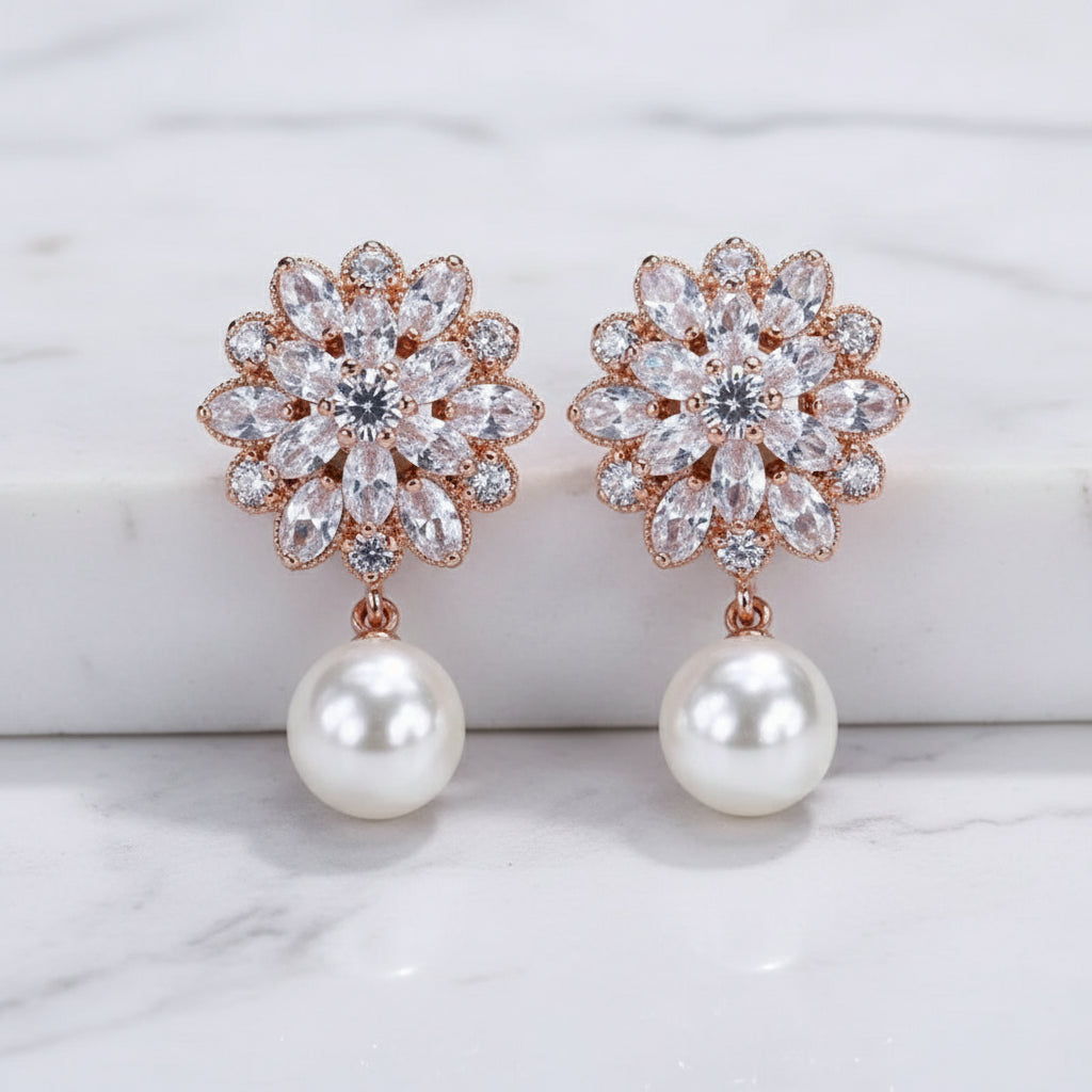 SM-2013 サンフラワービジューパールピアス