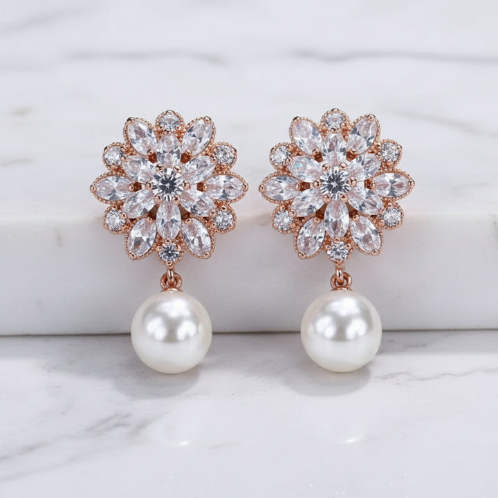 SM-2013 サンフラワービジューパールピアス