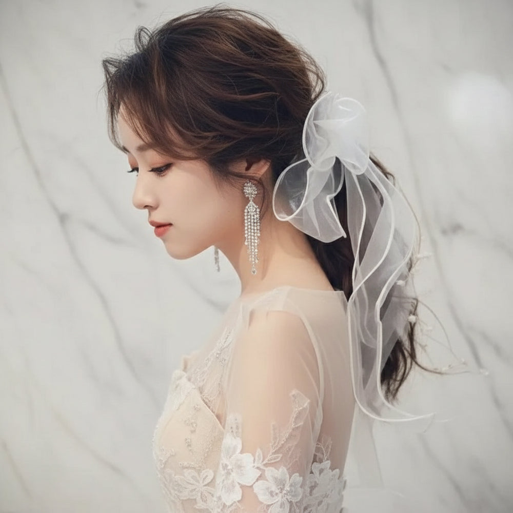 シフォン　リボン　花嫁　ウェディング